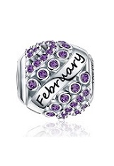 small outstanding silver bead February birthstone charm
